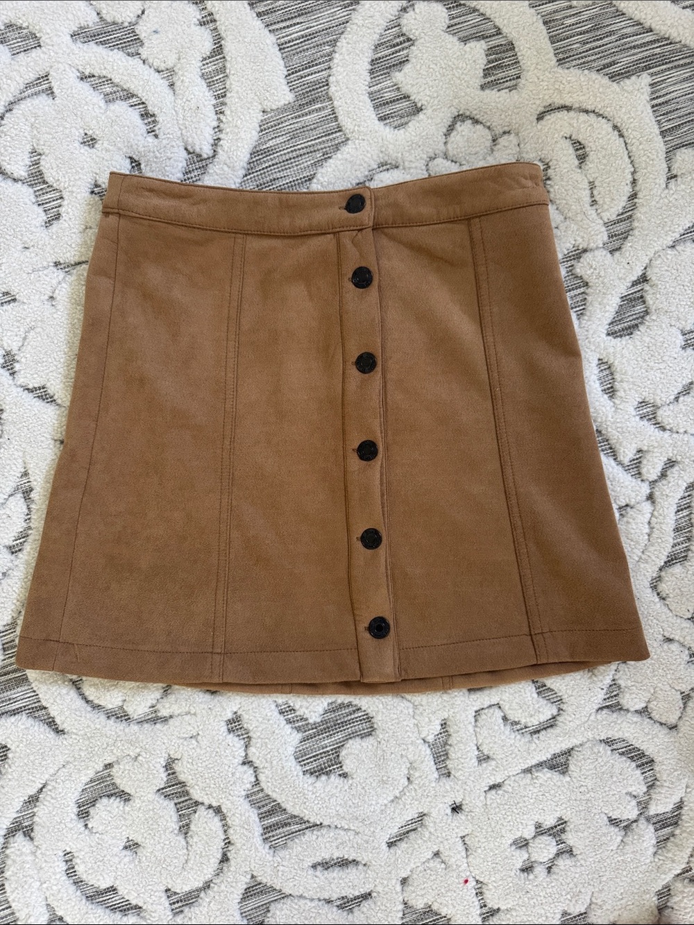 Sky and Sparrow Button-Front Mini Skirt in Brown